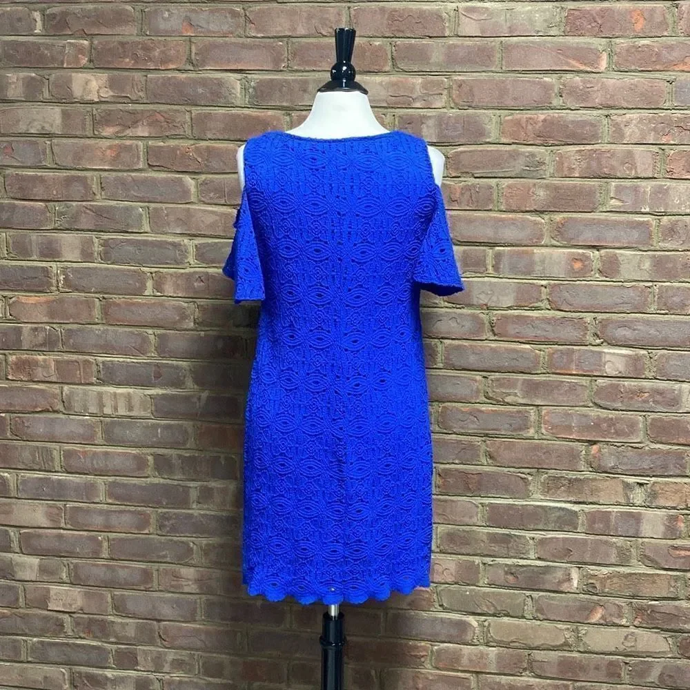 Ronni Nicole Royal Blue Cold Shoulder Lace Dress Size Small